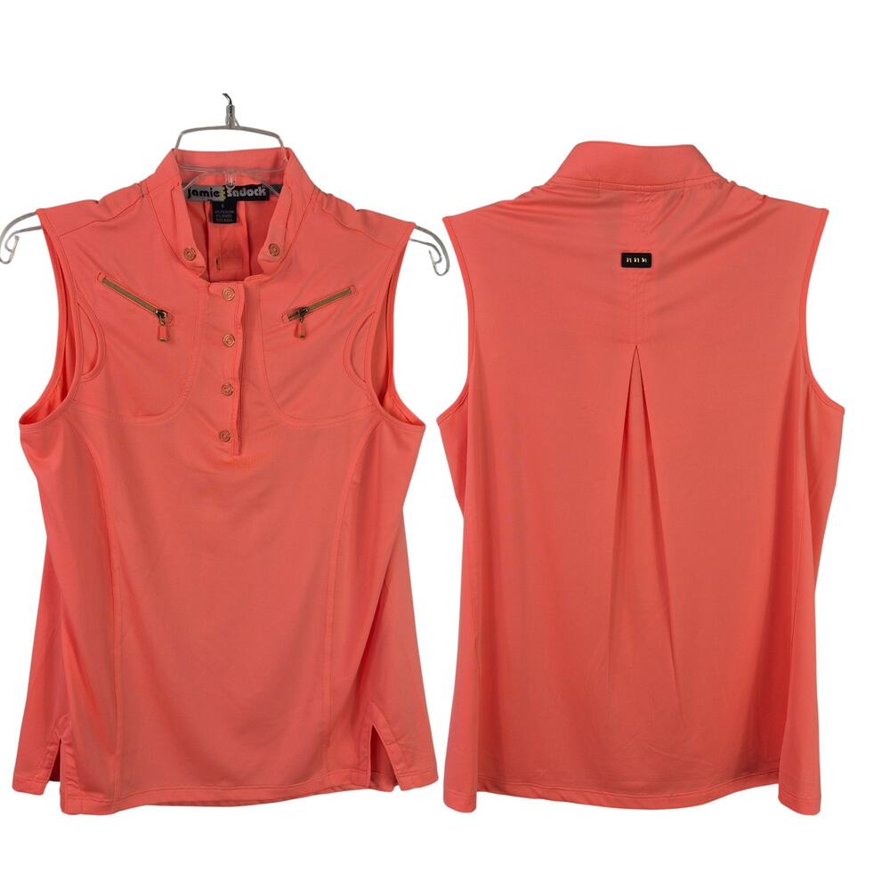 Jamie Sadock Coral Salmon Gold Sleeveless Activewear Shirt Top Small